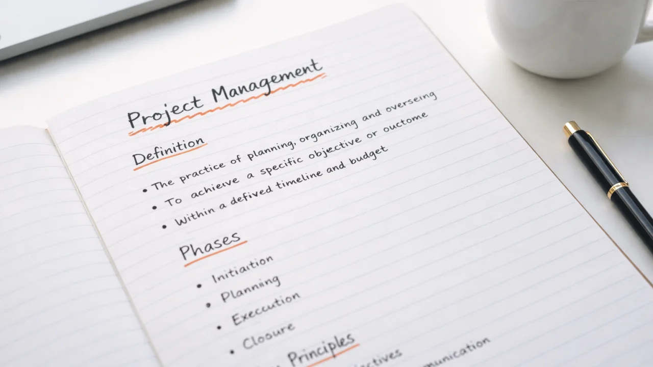 Primjer jasno strukturiranih rukom pisanih bilješki s naslovima i podnaslovima za lakše ponavljanje gradiva