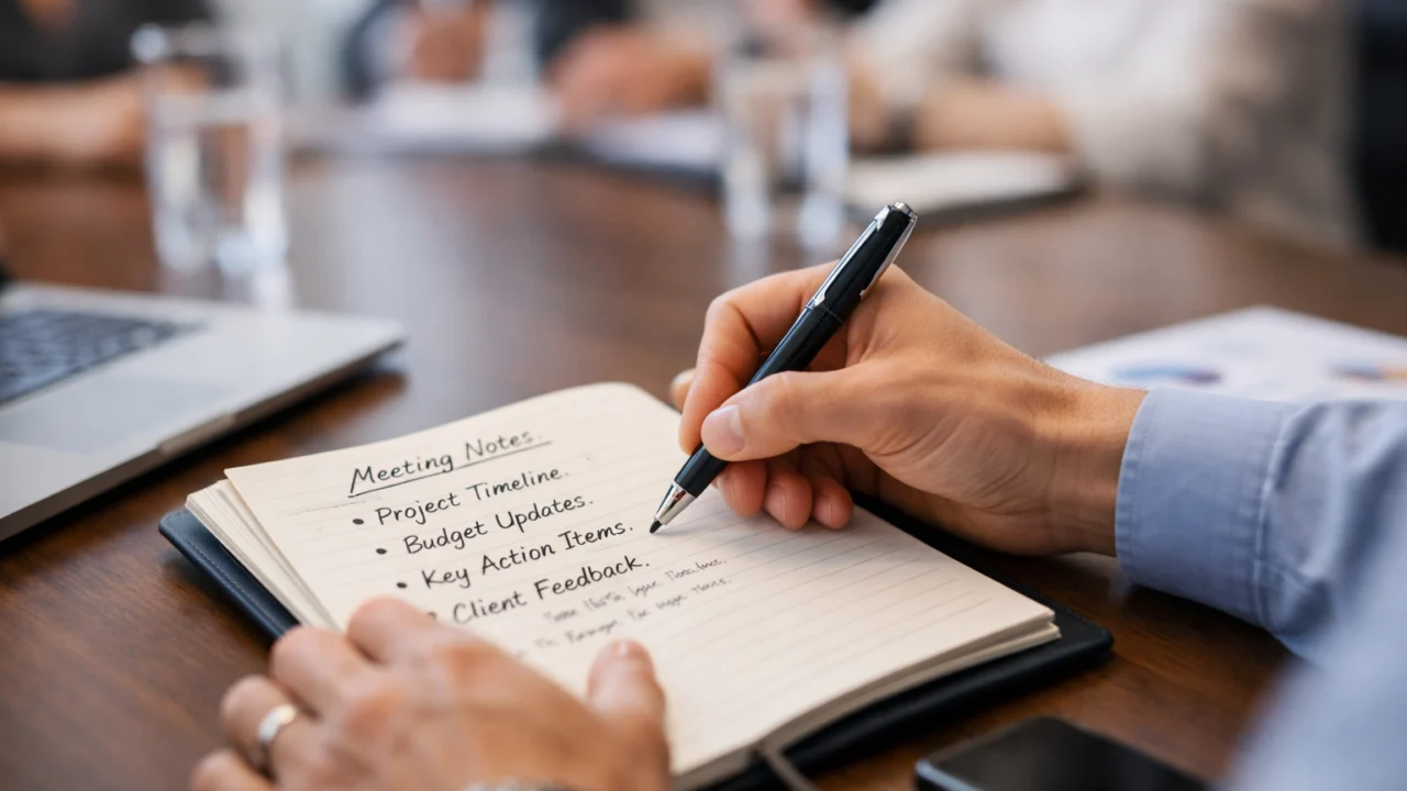 Bilježenje ključnih ideja sa sastanka umjesto doslovnog zapisivanja svih informacija