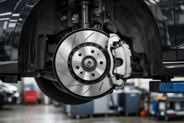 Kočioni sustav automobila s diskovima i pločicama tijekom pregleda, prikaz važnosti ispravnih kočnica