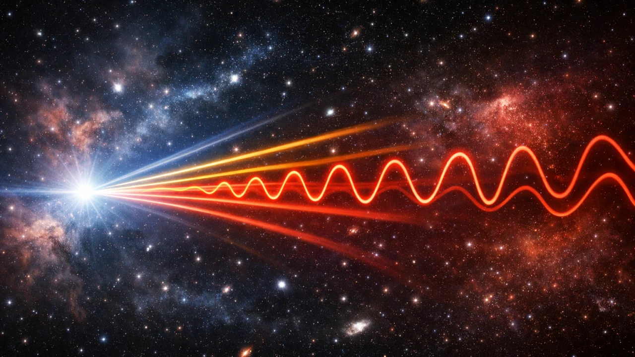 Prikaz širenja svemira i rastezanja svjetlosti u mikrovalno kozmičko pozadinsko zračenje