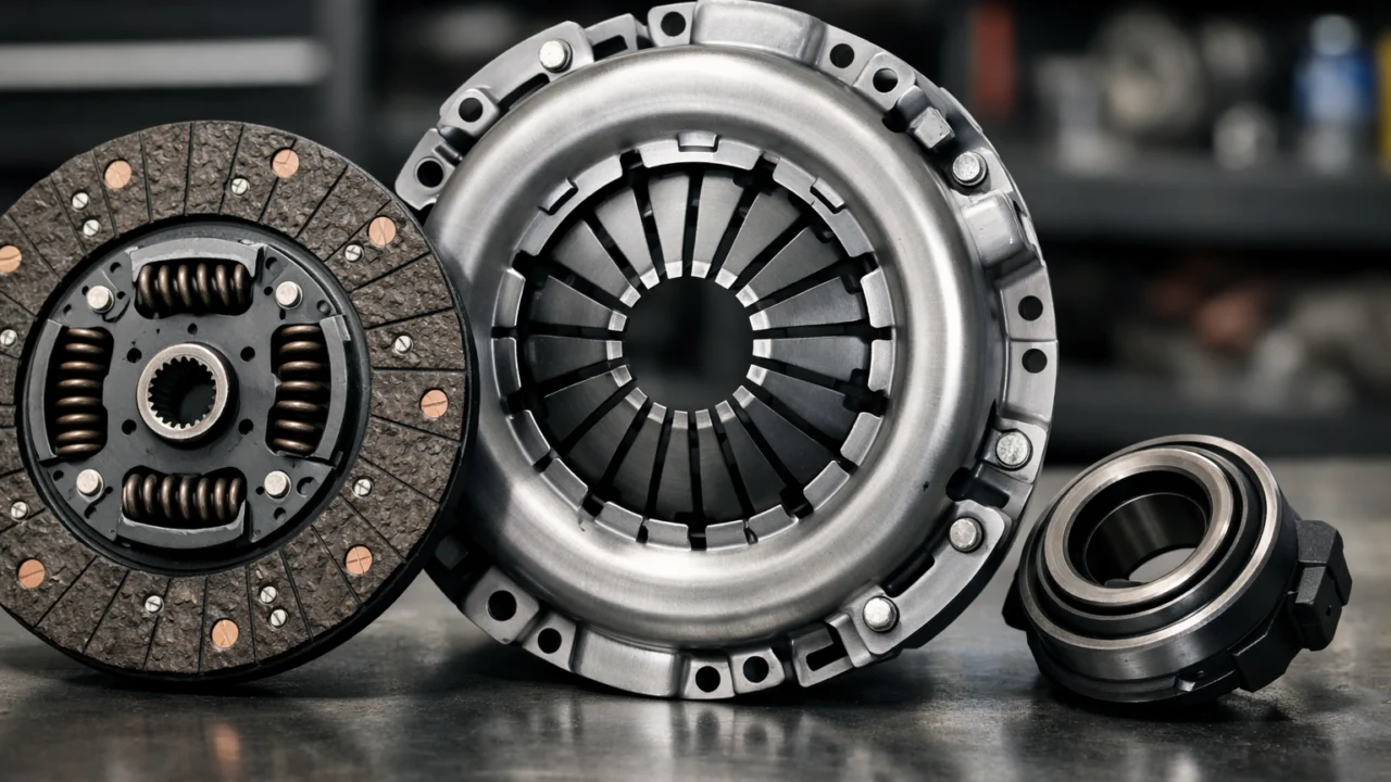 Dijelovi kvačila – lamela, potisna ploča i ležaj, prikaz istrošenosti i mehaničkih elemenata