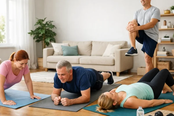 Lagani trening snage za početnike bez sprava kod kuće u dnevnom boravku
