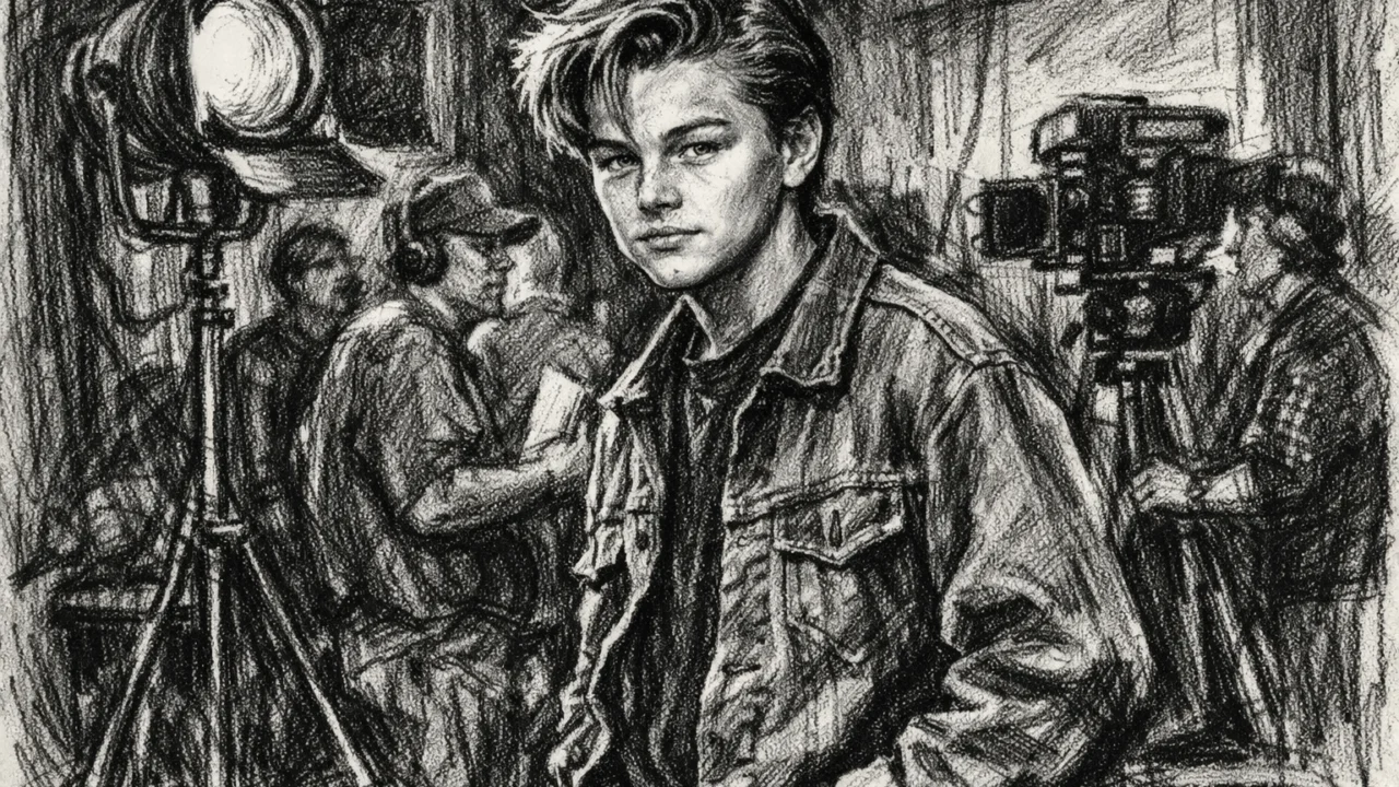 Leonardo DiCaprio na početku glumačke karijere na televizijskom setu, ugalj stil