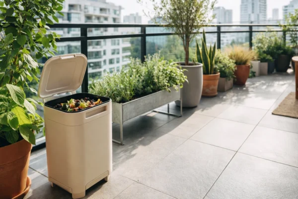 Mali komposter na balkonu u urbanom stanu, praktično rješenje za kućno kompostiranje i smanjenje biootpada