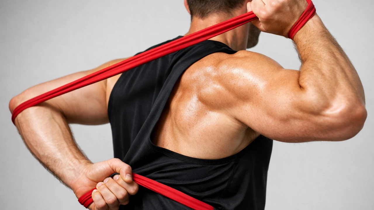 Vježba mobilnosti ramena s elastičnom trakom, poboljšanje raspona pokreta i prevencija bolova u ramenima