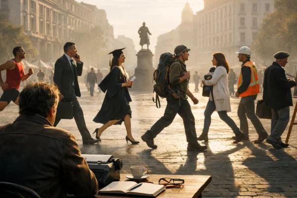 Široki kadar prikazuje likove različitih ciljeva i emocija, simbolizira motivaciju likova i njezinu ključnu ulogu u radnji