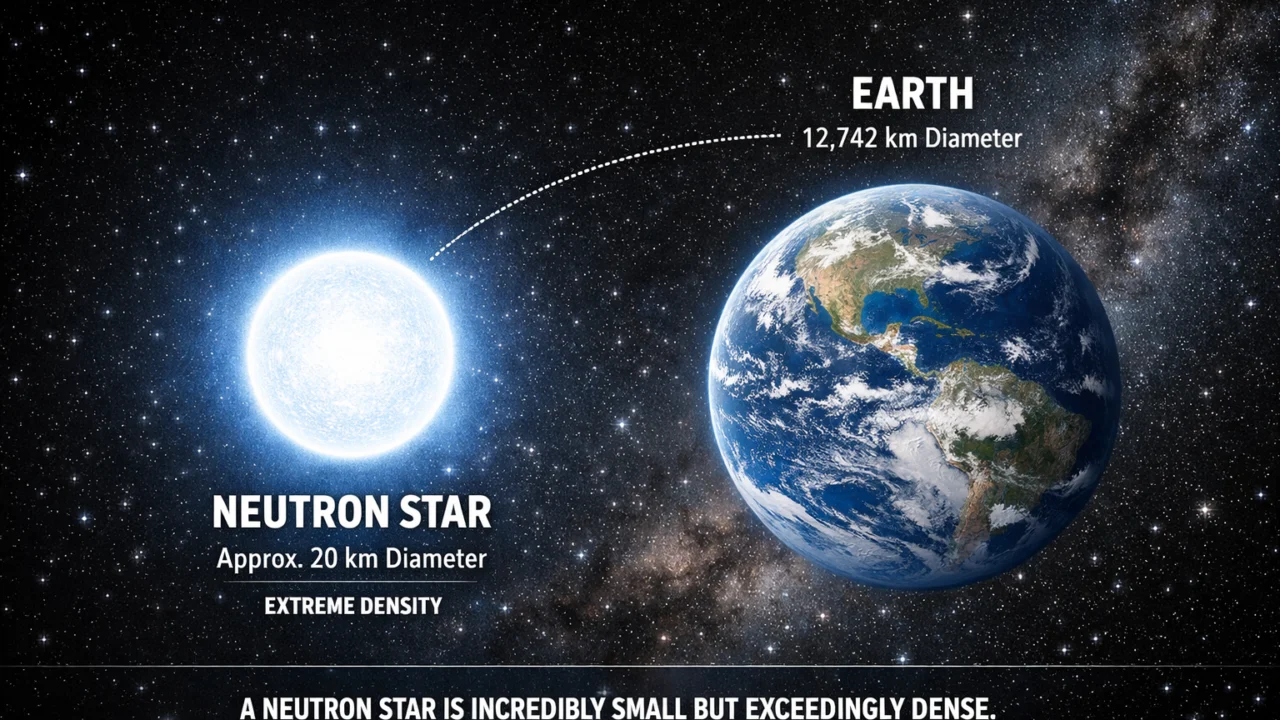Usporedba veličine Zemlje i neutronske zvijezde koja naglašava ekstremnu gustoću