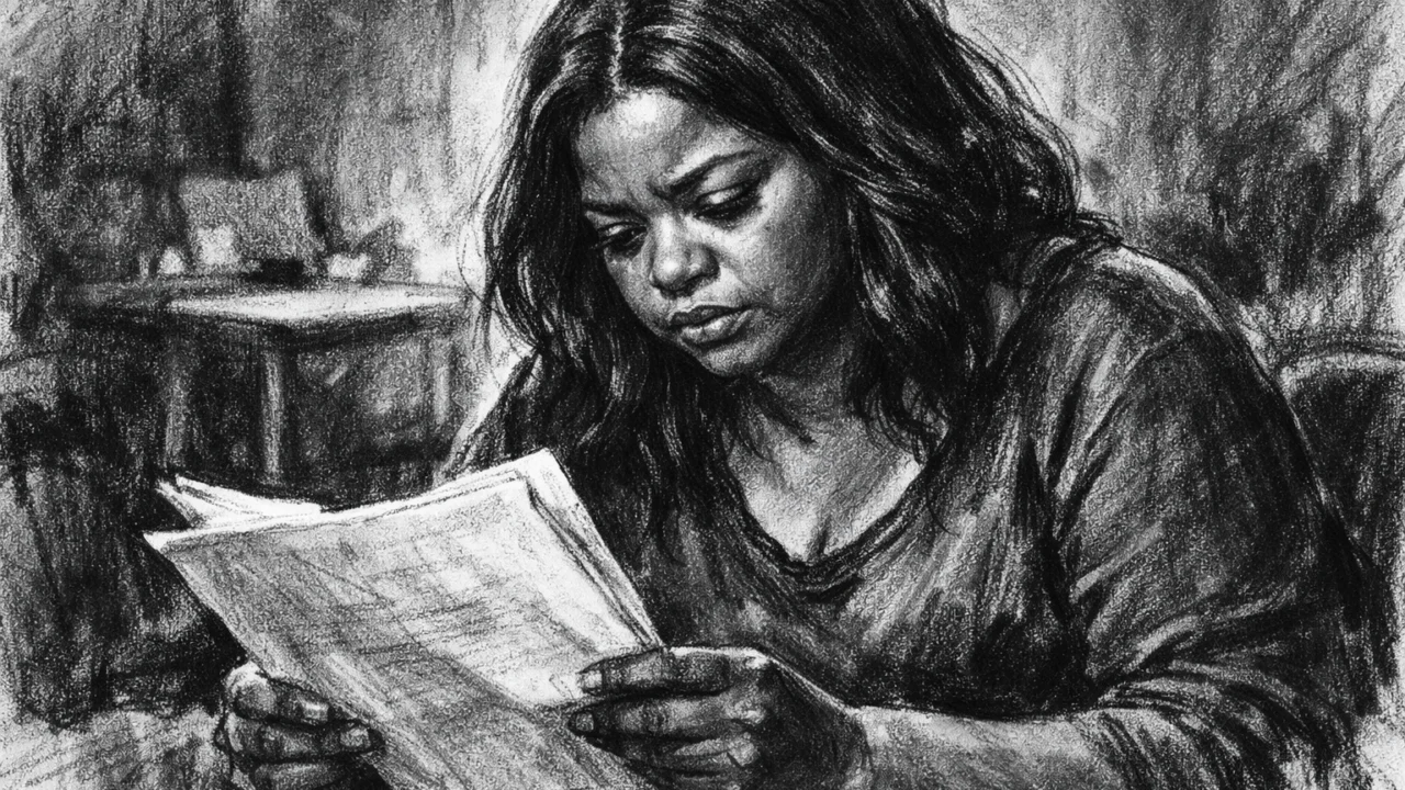 Priprema za ulogu Octavije Spencer u ugalj stilu, izražajna crno-bijela scena s jakim kontrastom