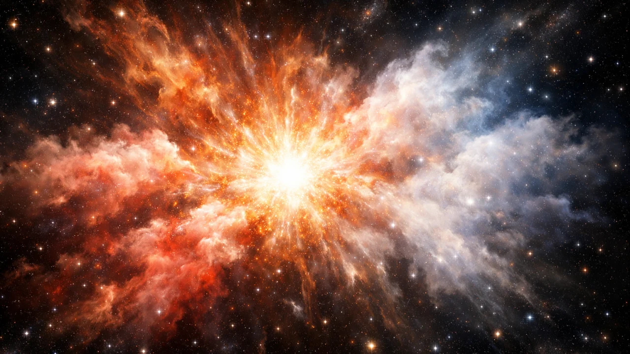 Vizualizacija ranog svemira nakon Velikog praska s vodikom i helijem u procesu nastanka