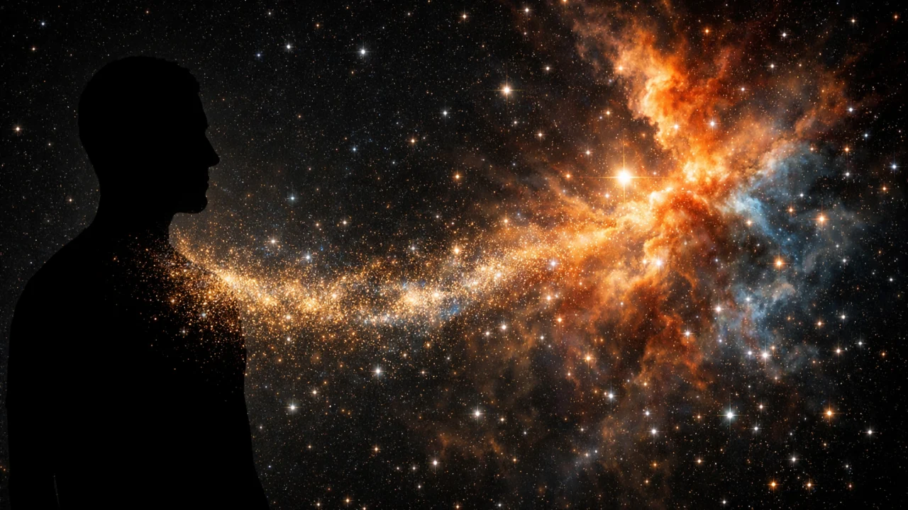 Simboličan prikaz povezanosti čovjeka i zvijezda kroz elemente nastale u svemiru