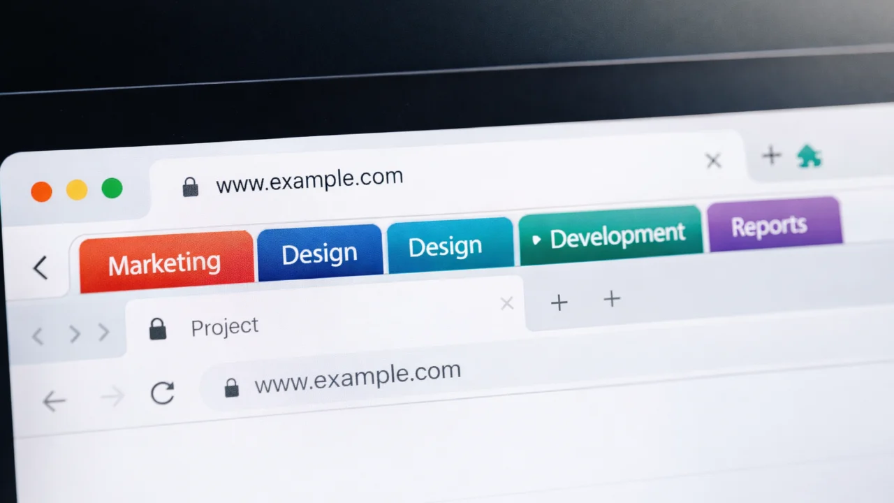 Grupirane kartice u pregledniku s bojama i imenima projekata za bolju produktivnost i preglednost rada