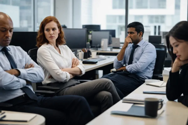 Pasivna agresija na radnom mjestu kroz suptilnu napetost i neverbalnu komunikaciju među kolegama u uredu