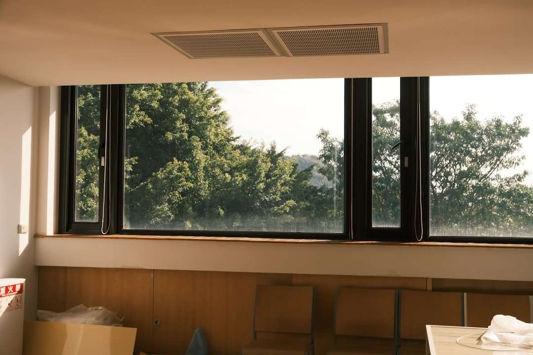 Energetski učinkoviti prozori s dvostrukim staklom u svijetloj sobi, smanjuju gubitak topline i štede energiju.
