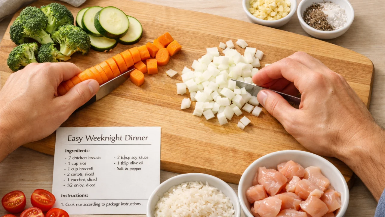 Priprema jednostavnog obroka kao dio planiranja prehrane tijekom užurbanog tjedna