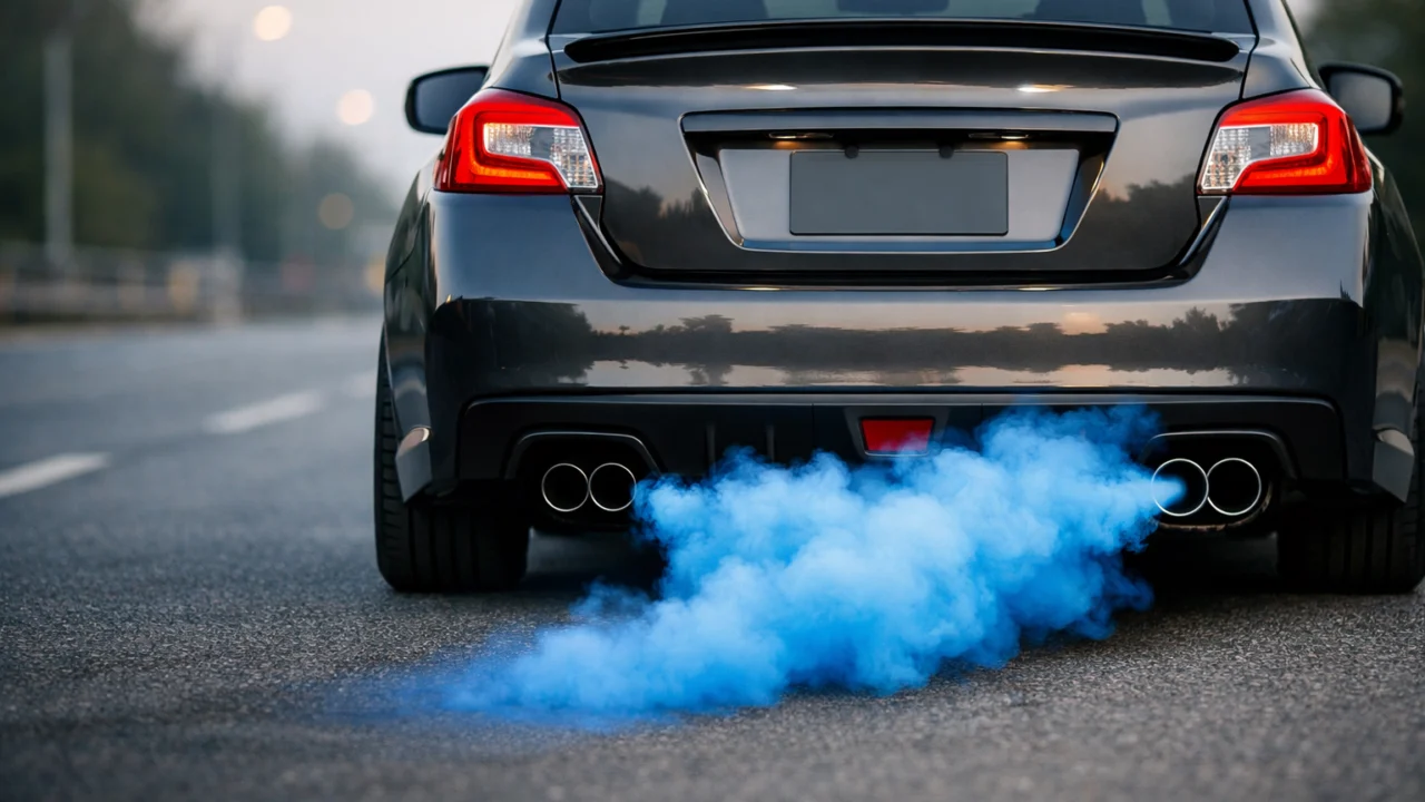 Plavi dim iz ispušne cijevi kao znak sagorijevanja ulja i ozbiljnih problema motora