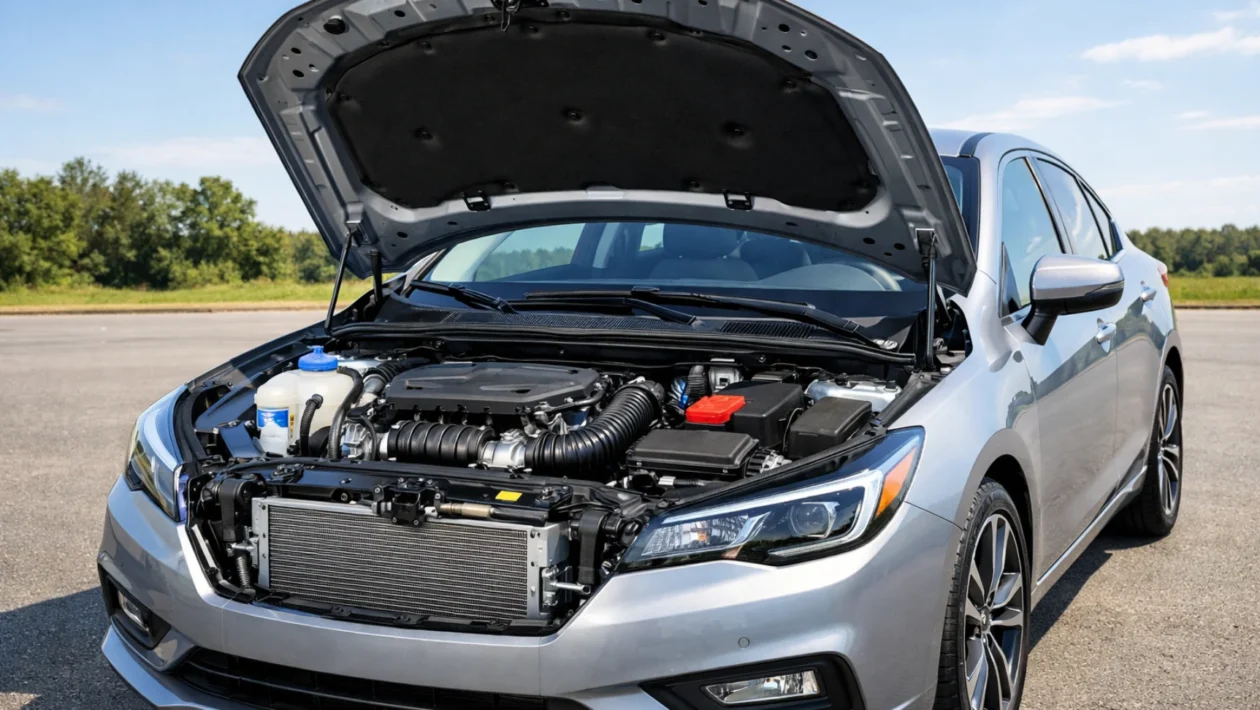 Priprema automobila za ljeto s otvorenom haubom, fokus na hlađenje motora, gume i sigurnu vožnju po visokim temperaturama