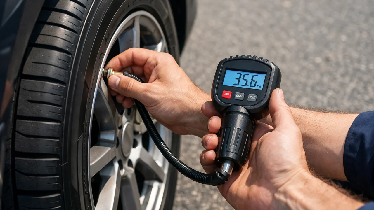 Mjerenje tlaka u ljetnim gumama automobila, važna provjera za sigurnu i stabilnu vožnju tijekom ljetnih vrućina