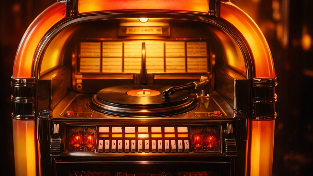 Retro jukebox koji naglašava važnost glazbe i pop kulture u filmu Pulp Fiction