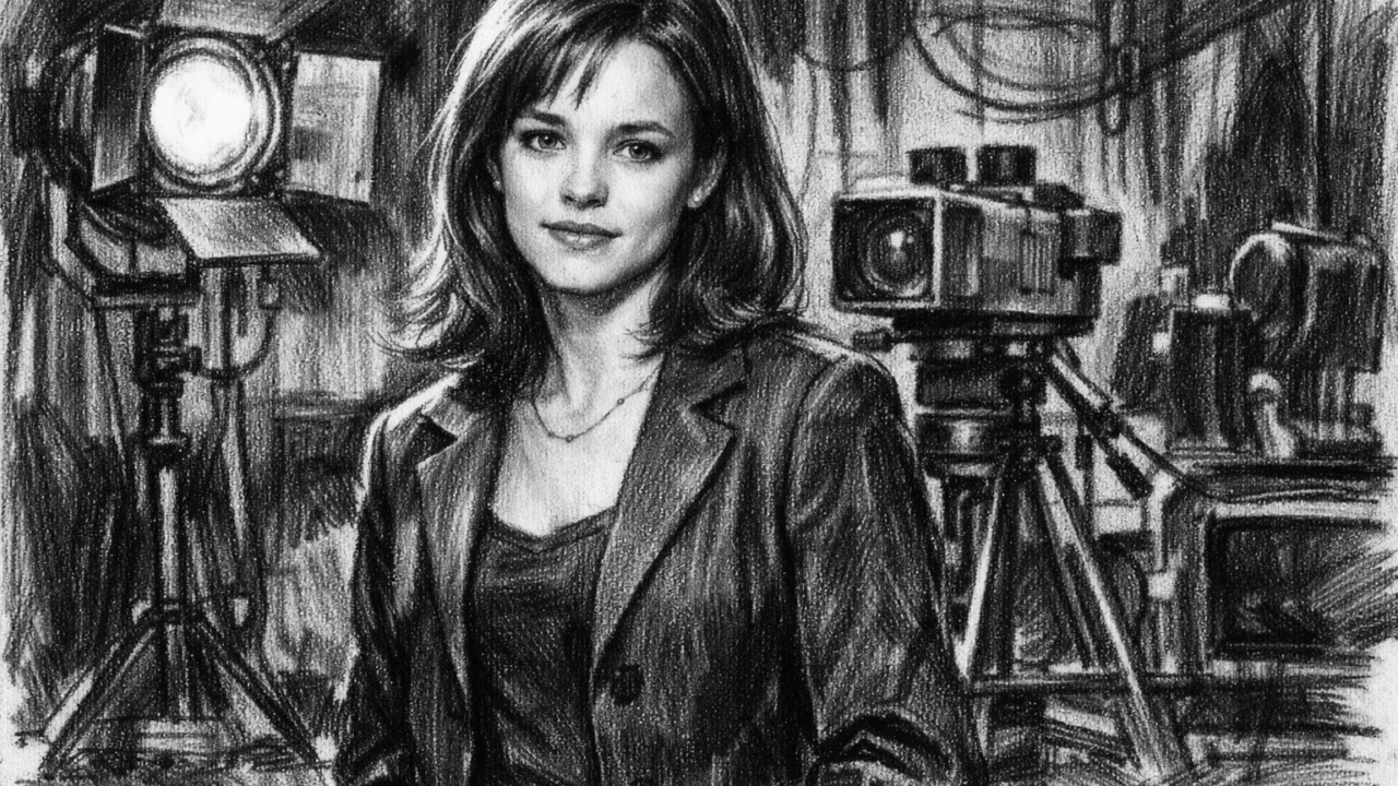 Početak televizijske karijere Rachel McAdams, prikazan u uglj stil ilustraciji.