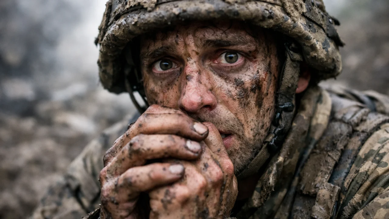 Detalj vojnika u ratnom filmu naglašava unutarnji sukob, realizam rata i psihološku cijenu odluka