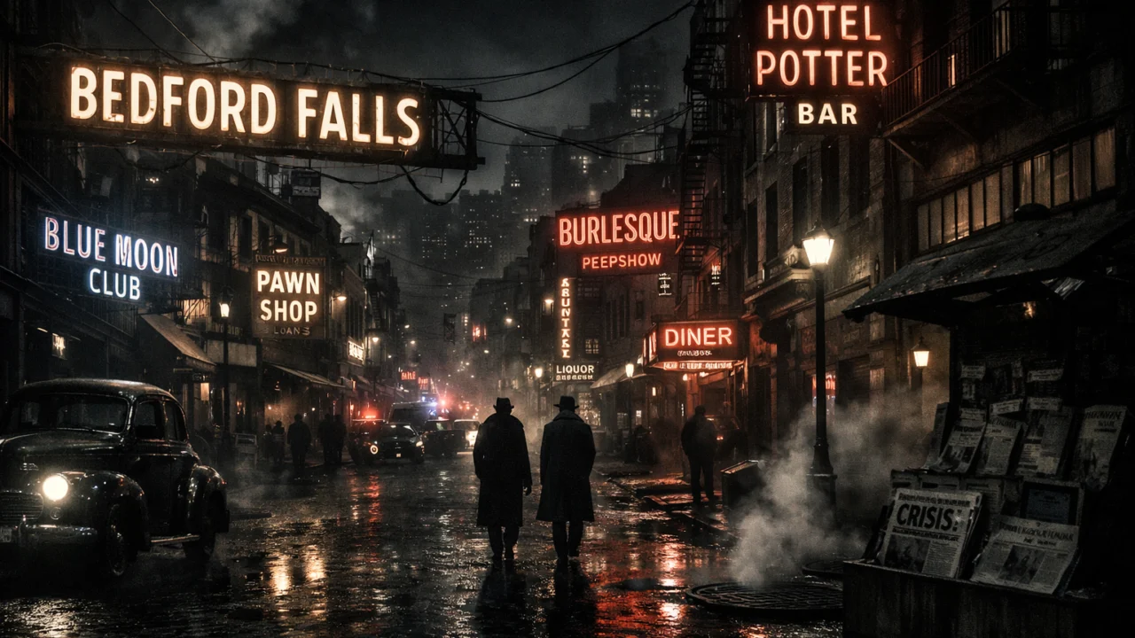 Alternativna stvarnost Bedford Fallsa u filmu It's a Wonderful Life, prikaz svijeta bez Georgea Baileyja