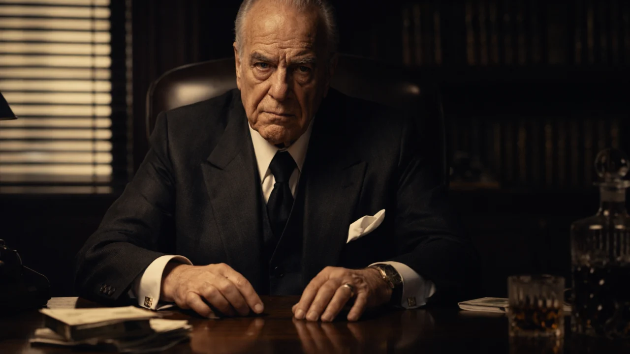 Portret Dona Vita Corleonea koji simbolizira autoritet, moć i obiteljske vrijednosti u filmu The Godfather