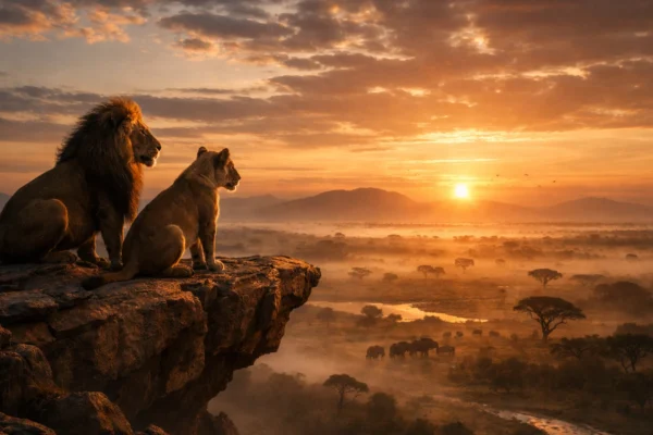 Fotorealistični prizor afričke savane i Pride Rocka iz filma The Lion King 2019, vizualni stil Disneyjeve adaptacije