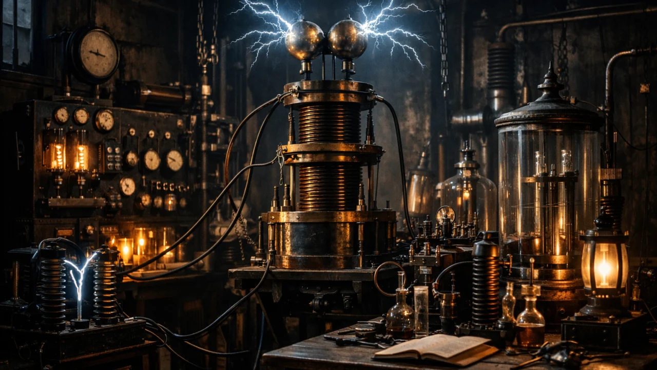 Industrijski laboratorij i znanstveni elementi iz filma The Prestige povezani s iluzijom i tehnologijom