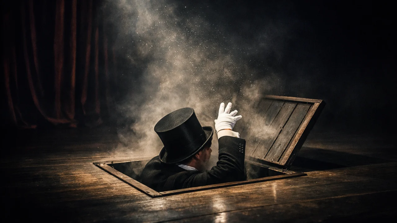 Simbolična scena nestanka ispod pozornice u filmu The Prestige koja predstavlja cijenu savršene iluzije