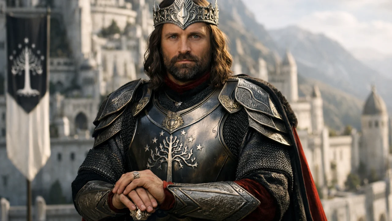 Aragorn kao okrunjeni kralj Gondora u završnici filma The Return of the King