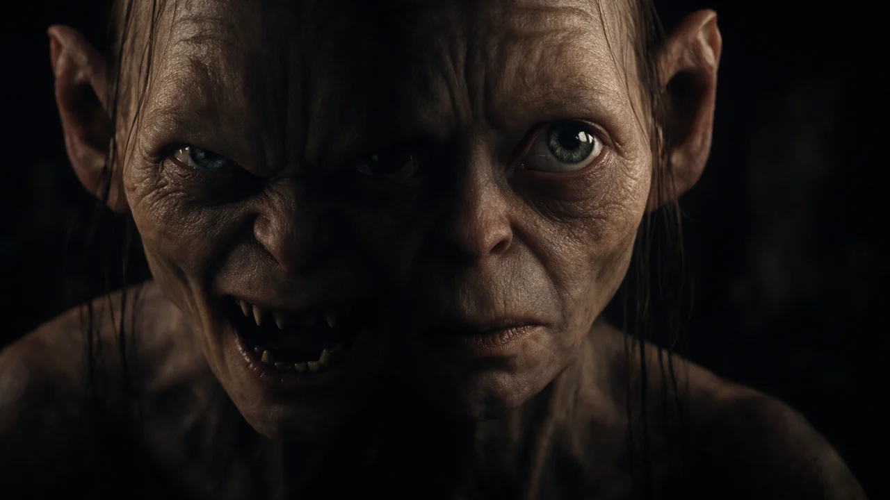 Detaljan prikaz Golluma u filmu The Two Towers koji ističe njegovu podijeljenu osobnost i psihološku dubinu