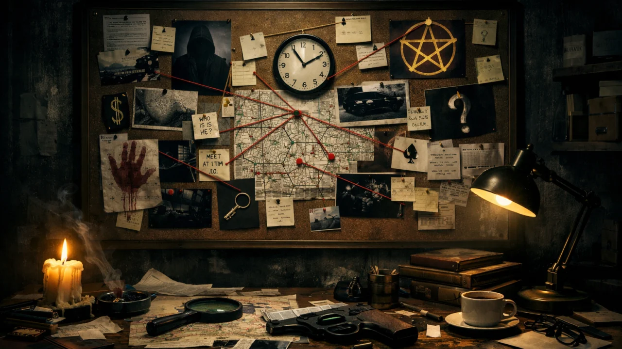 Detalji iz policijske sobe koji simboliziraju nelinearnu naraciju filma The Usual Suspects