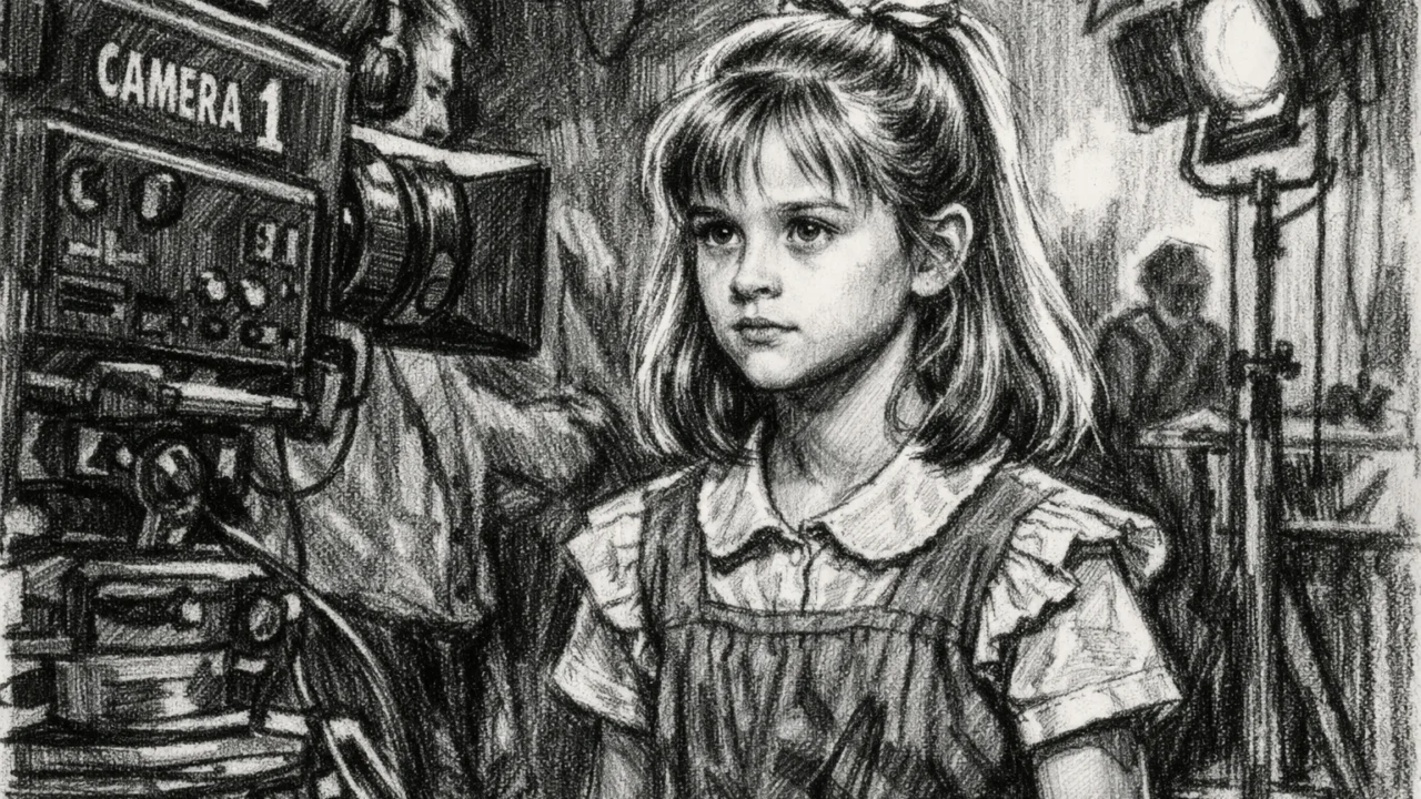 Rani glumački počeci Reese Witherspoon u televizijskom studiju prikazani u ugalj stilu.