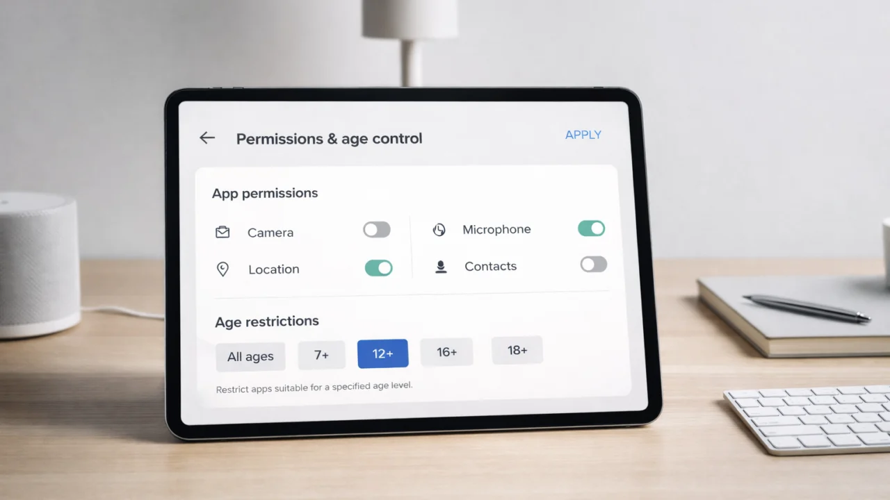 Upravljanje dozvolama aplikacija i dobnim ograničenjima na tabletu za djecu