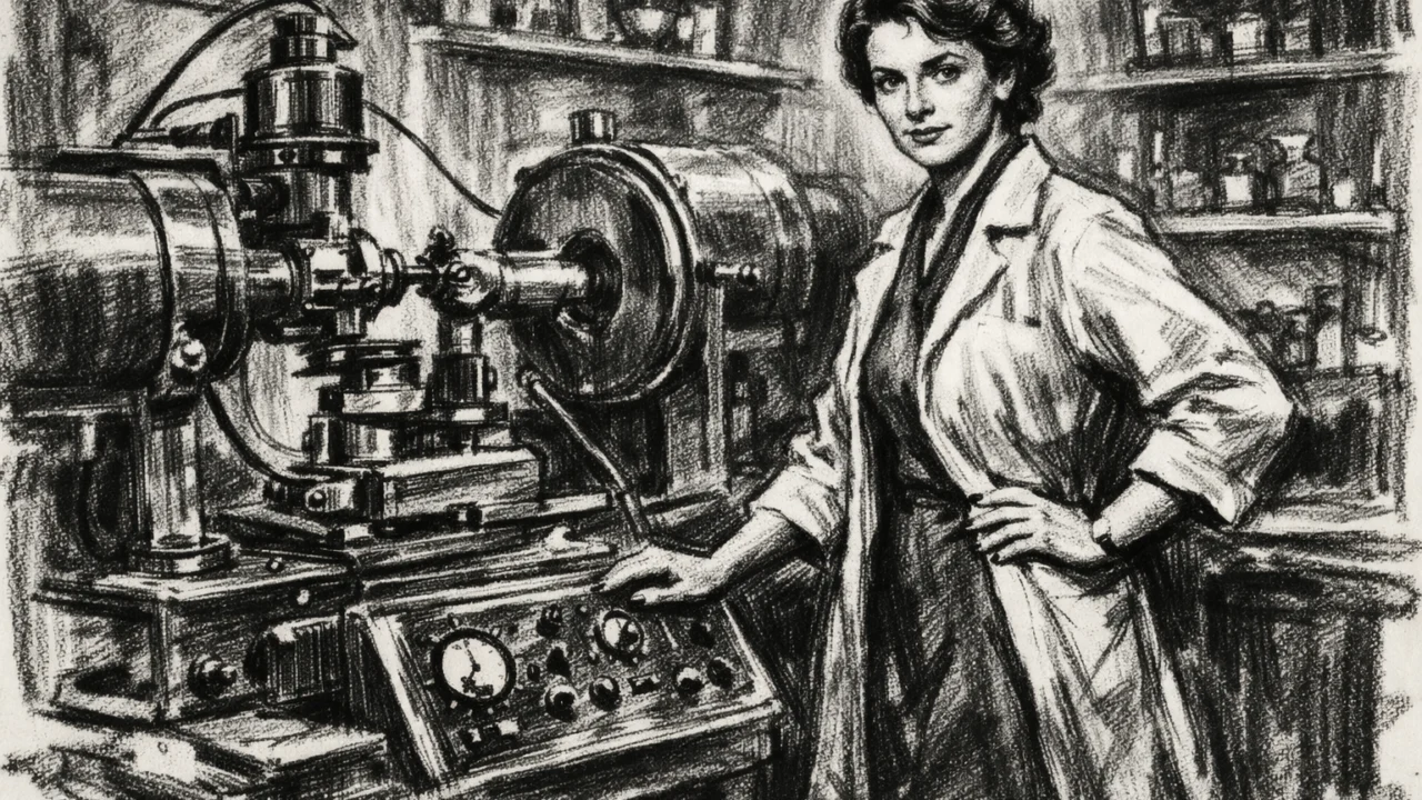 Rosalind Franklin u Parizu na Institutu Curie, ugalj stil s rendgenskom kristalografijom.