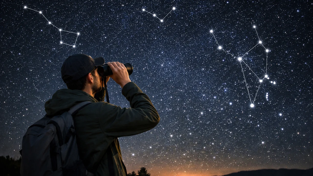 Početnik promatra sazviježđa i uči orijentaciju na noćnom nebu bez teleskopa