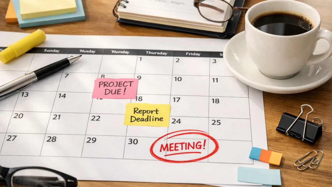 Vremenski određeni ciljevi prikazani kroz planiranje rokova u kalendaru