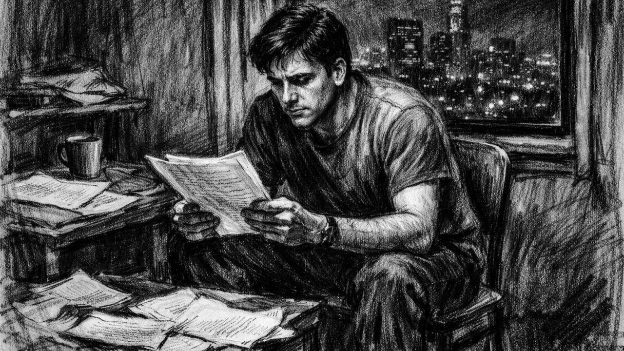 Rani period karijere Stevea Carella u Los Angelesu, prikazan u ugalj stil crtežu s atmosferičnim kontrastom.