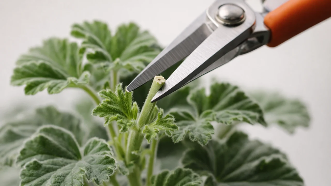 Pinciranje biljke škaricama iznad bočnog pupoljka za zdraviji rast i kompaktnu formu