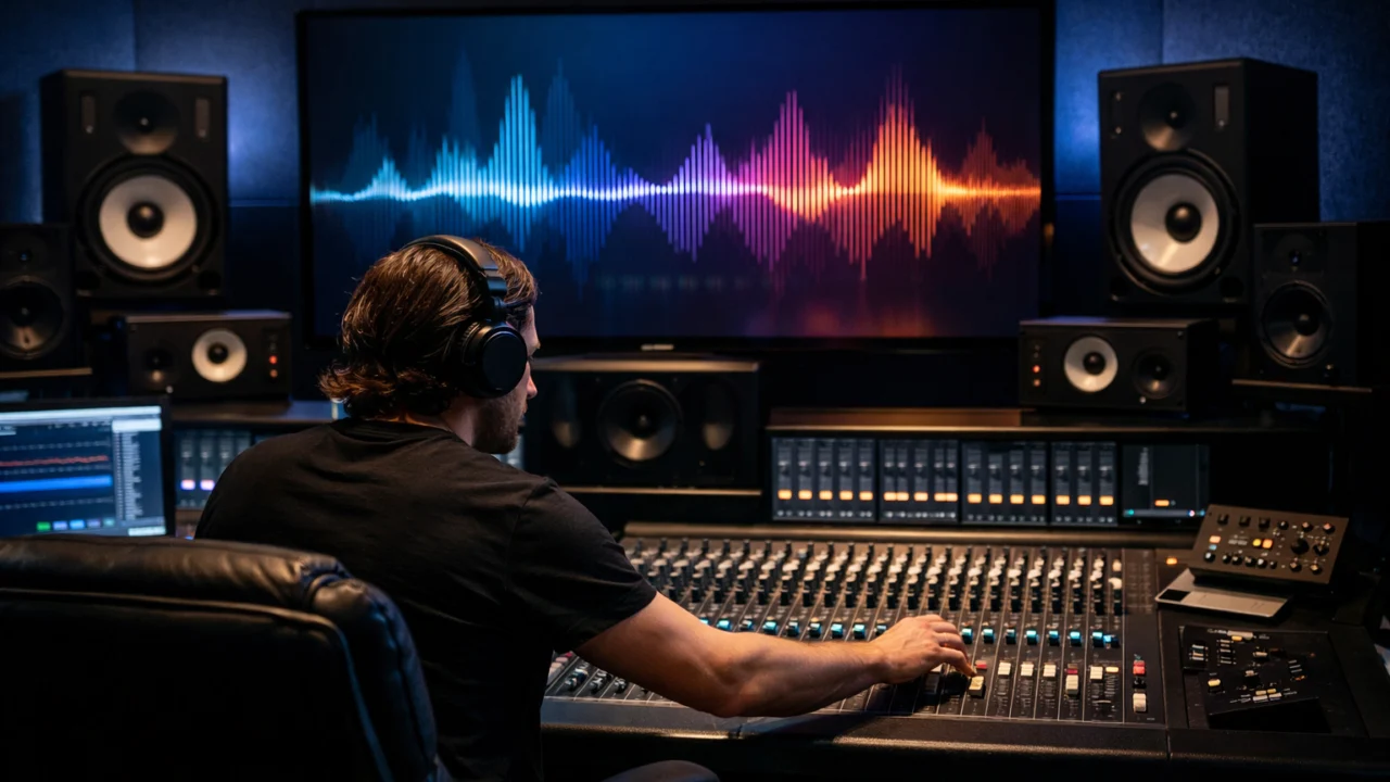 Miksanje filmskog zvuka u surround studiju, balans dijaloga, glazbe i efekata u sound designu