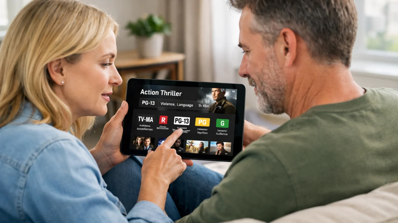 Roditelji provjeravaju dobni rating na streaming platformi prije odabira filma ili serije za djecu