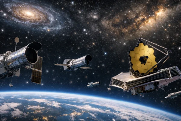 Svemirski teleskopi u orbiti oko Zemlje koji omogućuju precizno promatranje udaljenih galaksija bez atmosferskih smetnji