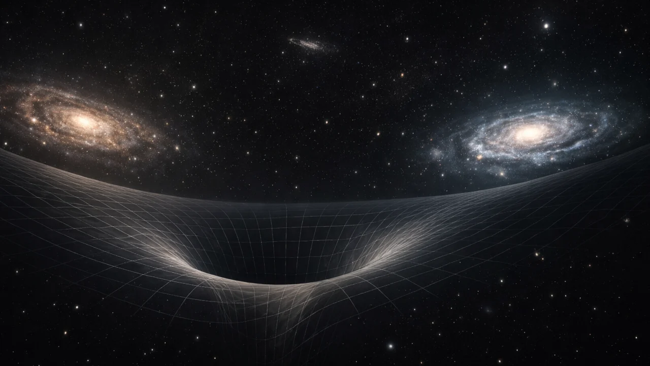 Prikaz rastezanja prostor-vremena između galaksija uzrokovanog tamnom energijom