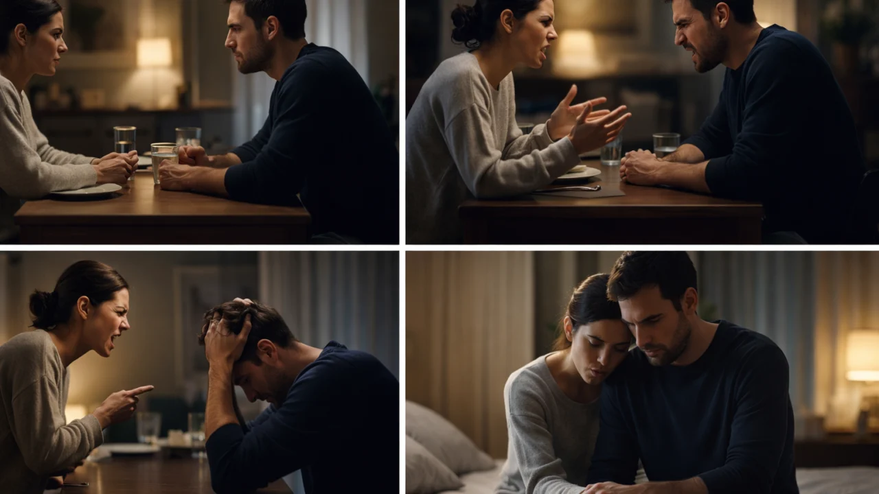 Ilustracija zapleta i klimaksa u priči, s jasnim razvojem napetosti i emocionalnog vrhunca