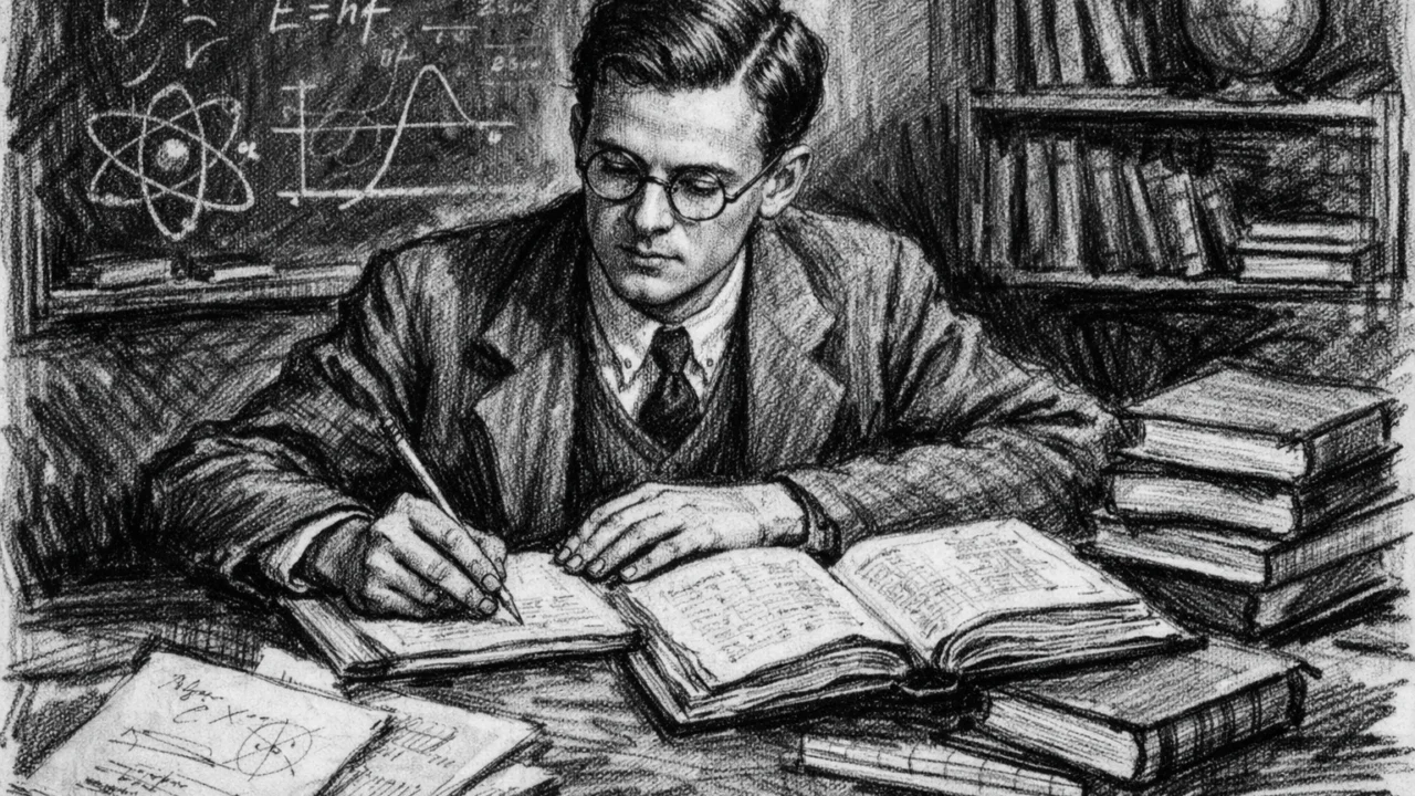 William Shockley kao student fizike u ugalj stilu, prikazan u ranoj akademskoj fazi života
