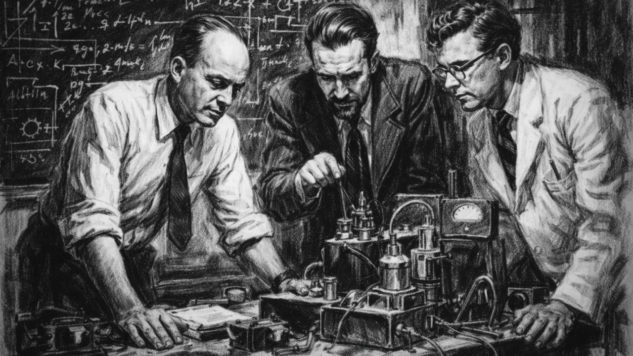William Shockley u Bell Labsu u ugalj stilu, scena timskog znanstvenog rada