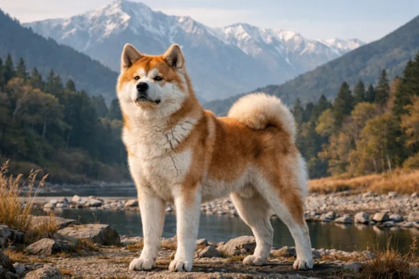 Akita inu pas u prirodnom japanskom krajoliku – snažna i dostojanstvena pasmina