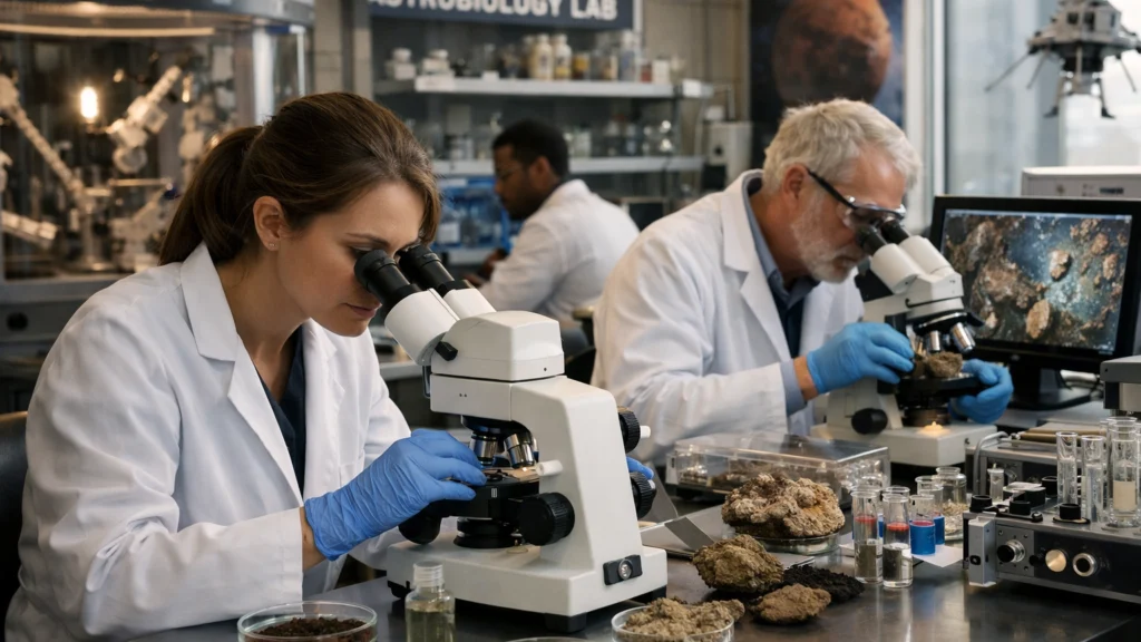 Znanstvenici u laboratoriju proučavaju osnove astrobiologije i uvjete za život