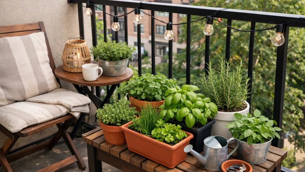 Početnički balkonski vrt u posudama u urbanom stanu