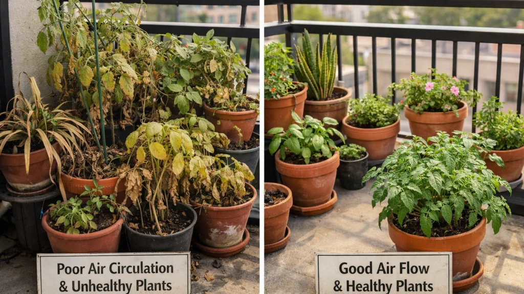 Previše biljaka u malom balkonskom vrtu kao česta pogreška